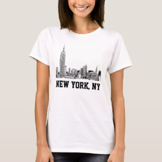 Camiseta Perfil de la ciudad de Nueva York Grabado 01