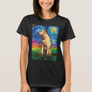 Camiseta Perfil de Labrador Amarillo Noche Starry Dog Art d