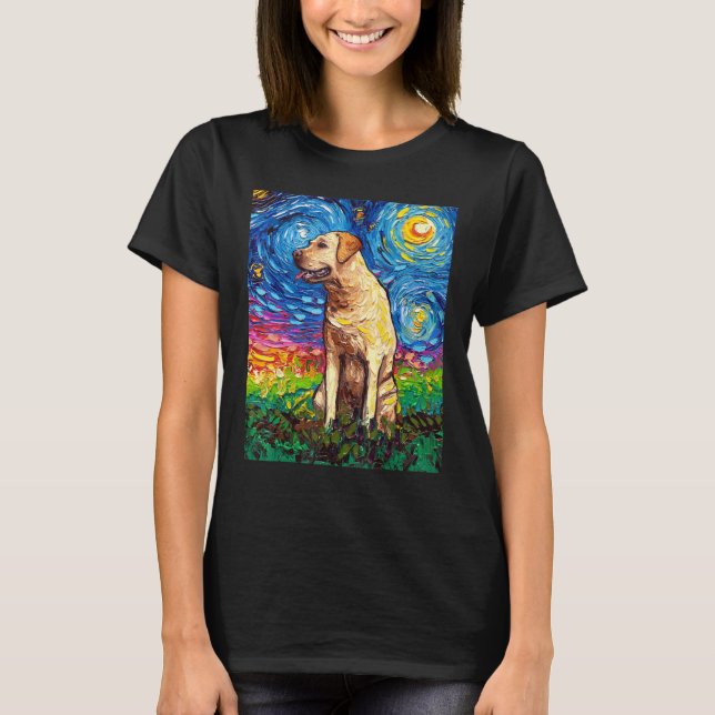 Camiseta Perfil de Labrador Amarillo Noche Starry Dog Art d (Anverso)