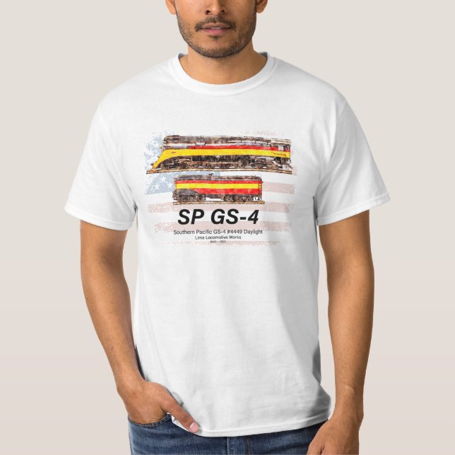 Camiseta Perfil de locomotora diurna GS-4 del Pacífico Sur (Anverso)
