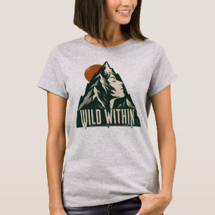 Camiseta Perfil de Mujer Salvaje Dentro de la Montaña - Ave