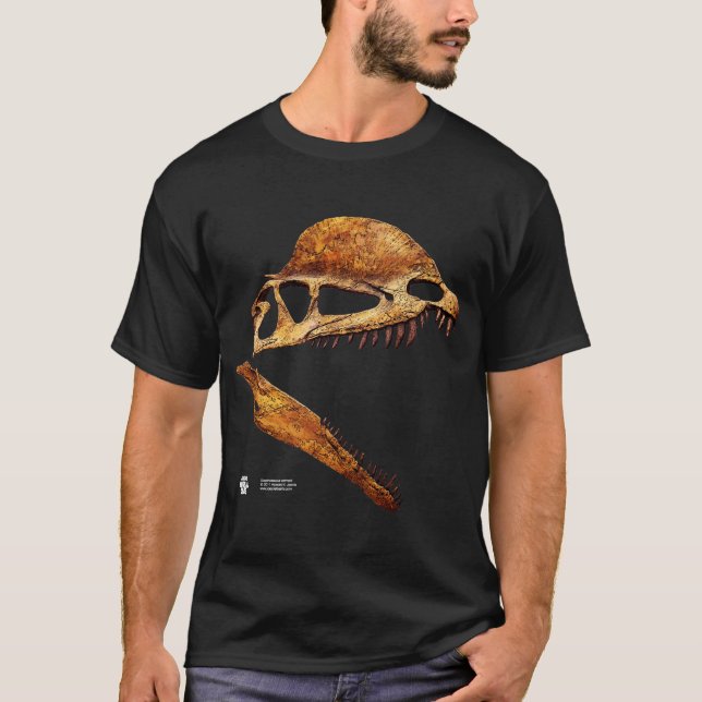Camiseta Perfil del cráneo del Dilophosaurus (Anverso)