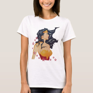 Camiseta Perfil retro de mujer maravilla Sunburst