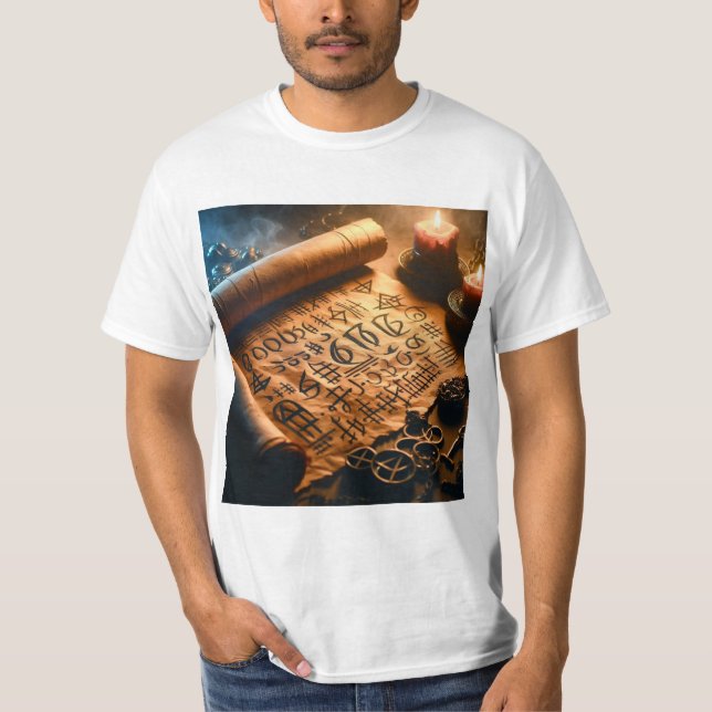Camiseta Pergamino Místico para Invocar al Diablo (Anverso)