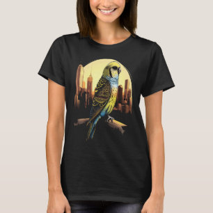 Camiseta Perico Budgie Parakeet Ciudad Silueta urbana Loro