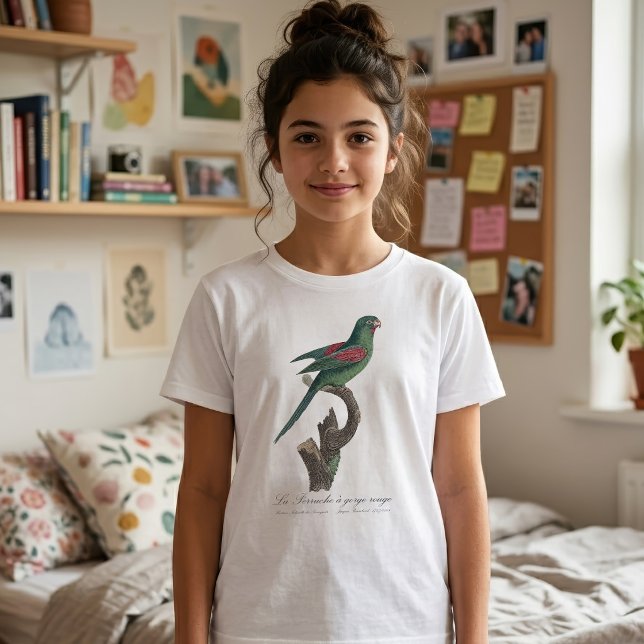 Camiseta Perico Catrín, Brotogeris jugularis (Orange-Chinned Parakeet, Brotogeris jugularis. Girl Basic White T-Shirt)
