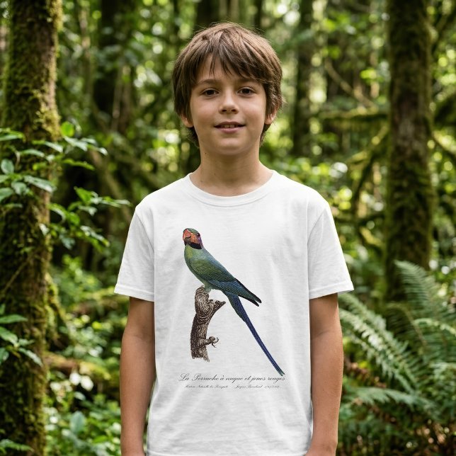Camiseta Perico Colilargo, Psittacula Longicauda (Long-Tailed Parakeet, Psittacula Longicauda. Boy Basic White T-Shirt)