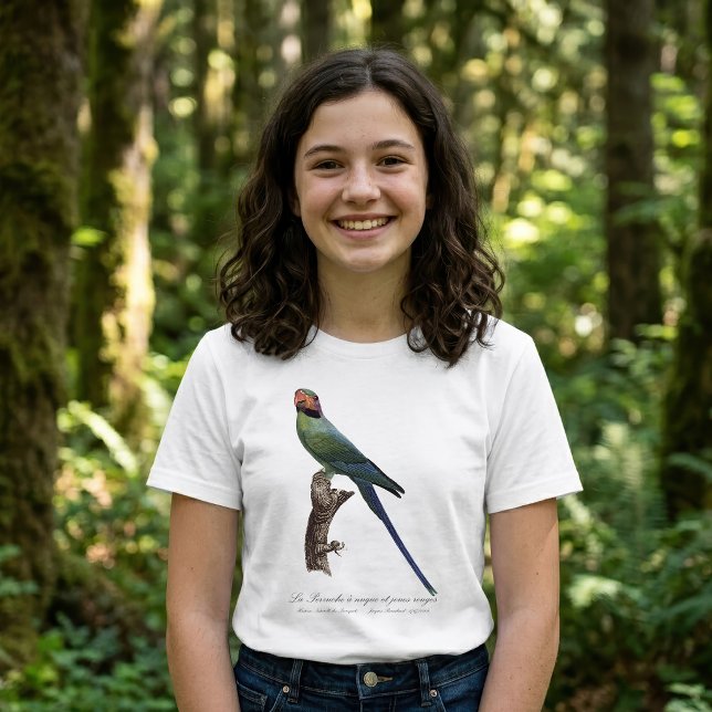 Camiseta Perico Colilargo, Psittacula Longicauda (Long-Tailed Parakeet, Psittacula Longicauda. Girl Basic White T-Shirt)