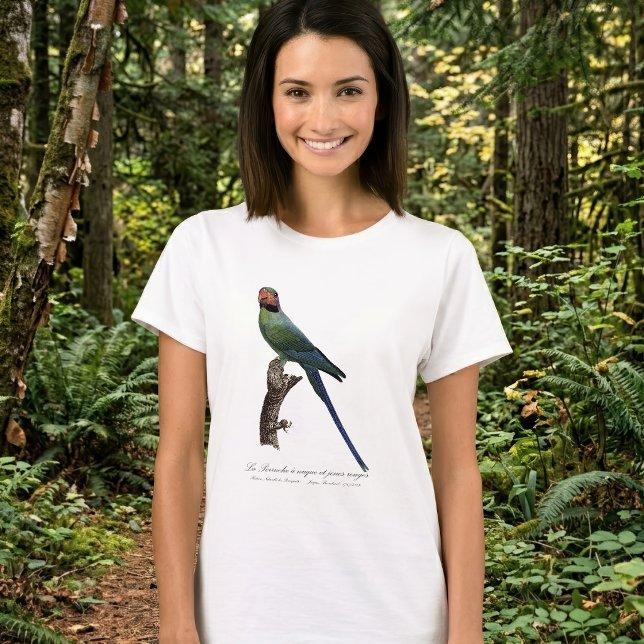 Camiseta Perico Colilargo, Psittacula Longicauda (Long-Tailed Parakeet, Psittacula Longicauda. Women Basic White T-Shirt)