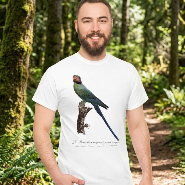 Camiseta Perico Colilargo, Psittacula Longicauda (Long-Tailed Parakeet, Psittacula Longicauda. Men Basic White T-Shirt)