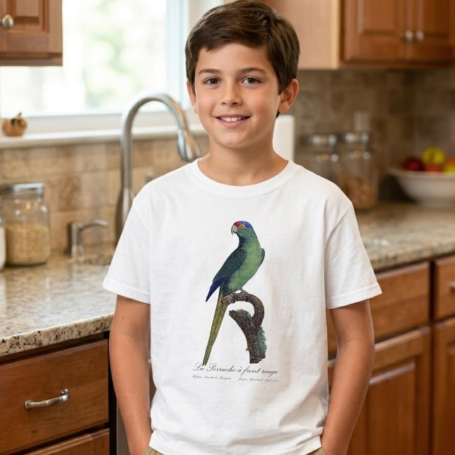 Camiseta Perico Frentianaranjado, Eupsittula Canicularis (Orange-Fronted Parakeet, Eupsittula Canicularis. Boy Basic White T-Shirt)