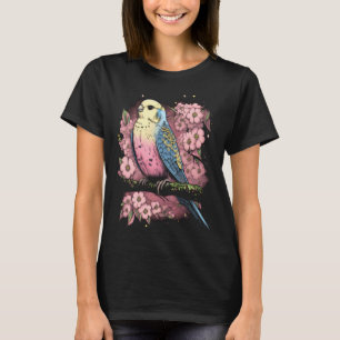 Camiseta Perico Periquito Pájaro Japonés Cerezo Sakura Fluj