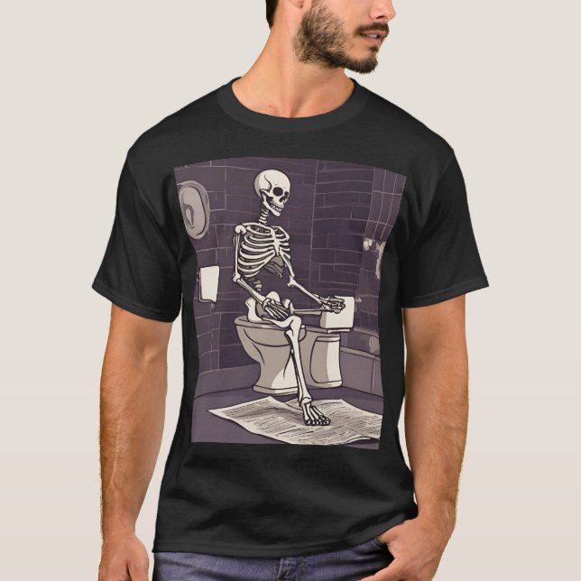 Camiseta Periódico de lectura en Skeleton en Halloween en e (Anverso)
