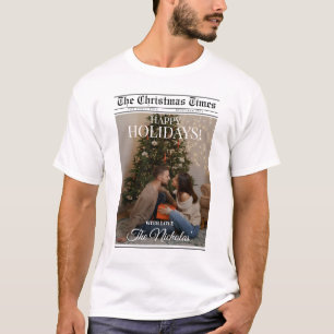Camiseta Periódico Qué Año Foto en Blanco y Negro Navidad