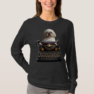 Camiseta Periodista de Shih Tzu Dog Typewriter