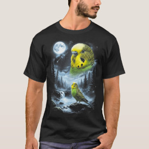 Camiseta Periquito Budgie Aullando a la Luna Pájaro Retro A