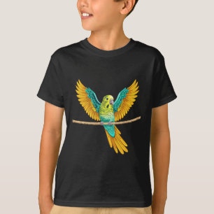 Camiseta Periquito posado en una cuerda con alas abiertas