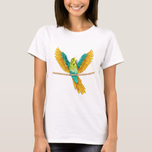 Camiseta Periquito posado en una cuerda con alas abiertas