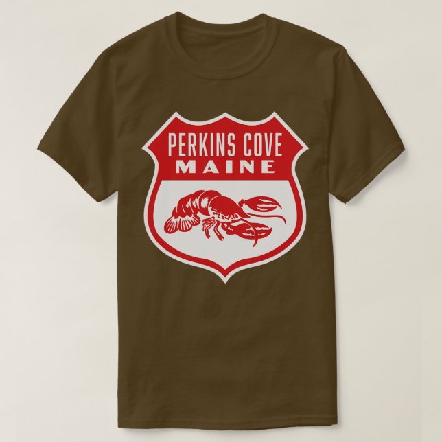Camiseta Perkins Cove Maine Retro Shield Red (Diseño del anverso)