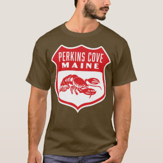 Camiseta Perkins Cove Maine Retro Shield Red