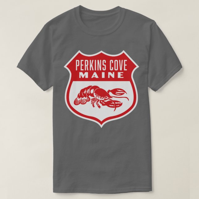 Camiseta Perkins Cove Maine Retro Shield Red (Diseño del anverso)