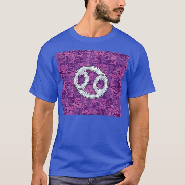 Camiseta Perla como cáncer Rótulo Zodiaco en camo digital (Anverso)