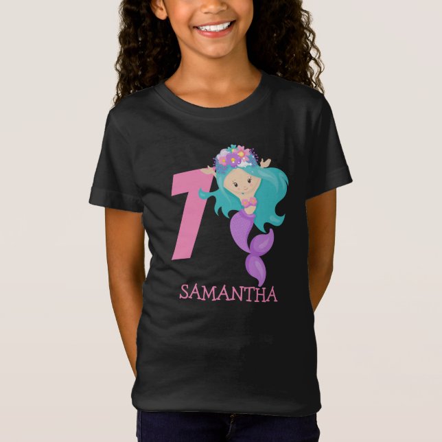 Camiseta Perla - joyas oceánicas 7 cumpleaños de la sirena  (Anverso)