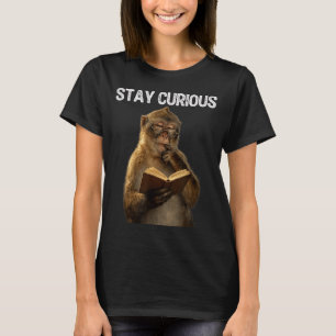 Camiseta Permanece curioso mono divertido ratón de bibliote