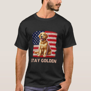 Camiseta Permanece Dorado Patriótico Arte Golden Retriever