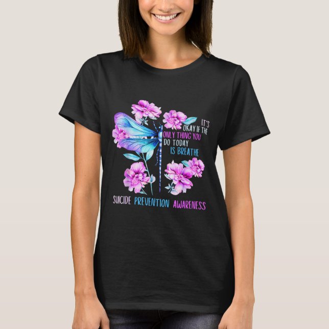 Camiseta Permanece libélula punto y coma prevención concien (Anverso)