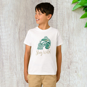 Camiseta Permanece Salvaje Cráneo Barbudo Moderno