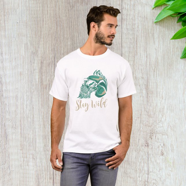 Camiseta Permanece Salvaje Cráneo Barbudo Moderno (Subido por el creador)