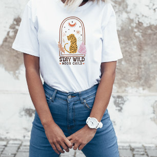Camiseta Permanece Salvaje Niño Luna Boho Leopardo