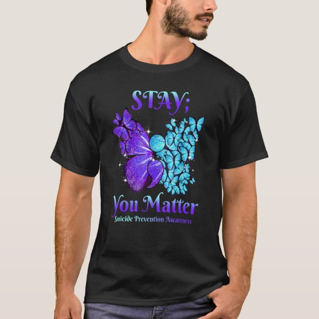 Camiseta Permanece Tú Importas Mariposa Punto y coma Concie (Anverso)