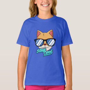 Camiseta Permanecer Guay Personalizado Gato Guay con gafa
