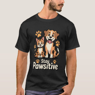 Camiseta Permanecer Pawsitivo Retro Amante de Gatos y Perro
