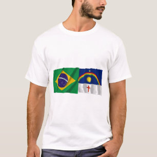 Camiseta Pernambuco y banderas que agitan del Brasil