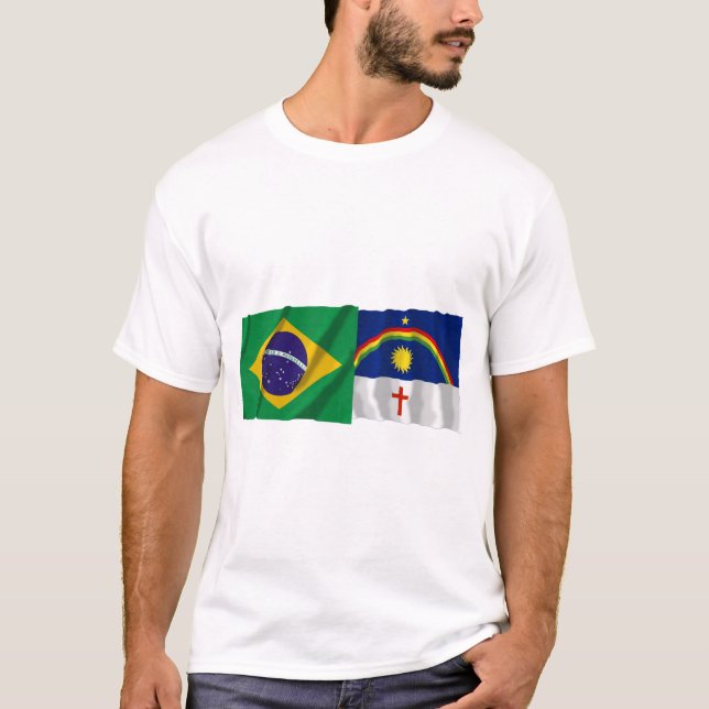 Camiseta Pernambuco y banderas que agitan del Brasil (Anverso)