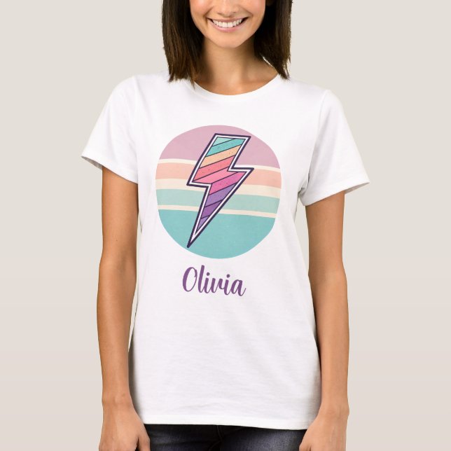 Camiseta Perno Relámpago a Rayas Retro (Anverso)