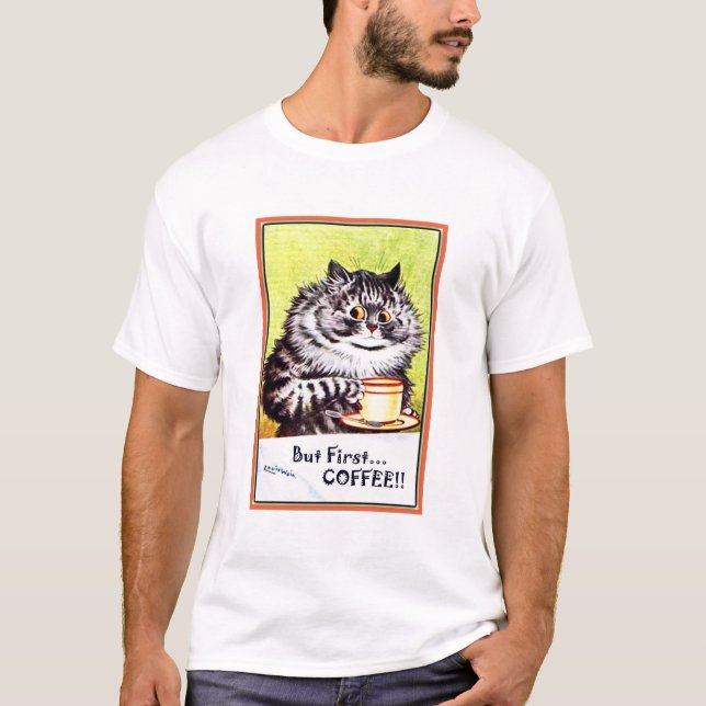 Camiseta "Pero el primer café" Viñage Louis Wain Cat (Anverso)