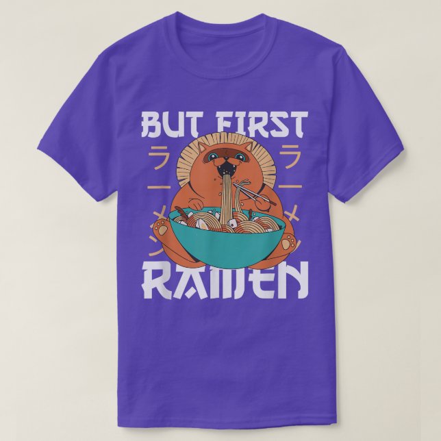 Camiseta Pero el primer gato lindo de Ramen come fideos de  (Diseño del anverso)