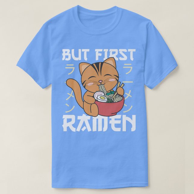 Camiseta Pero el primer gato lindo de Ramen come fideos de  (Diseño del anverso)