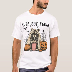 Camiseta Pero Mapache Feral Halloween Café Espeluznante Muj