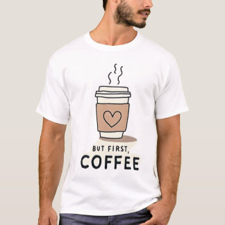 Camiseta Pero Primero Café | Taza Minimalista del Corazón A