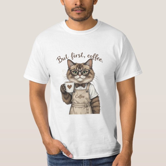 Camiseta Pero Primero, Gato Café (Anverso)