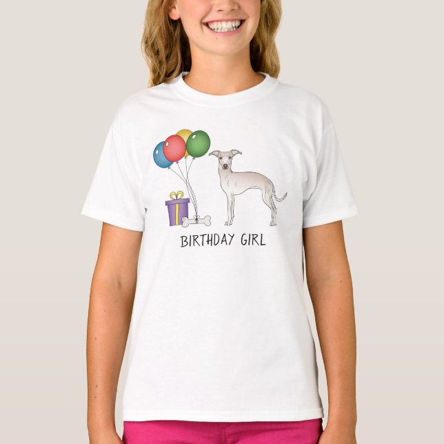 Camiseta Perrita italiana de crema - Cumpleañera (Anverso)