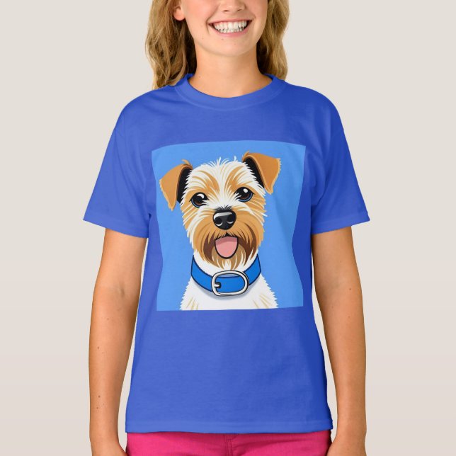 Camiseta Perrito Adorable con Collar Azul (Anverso)