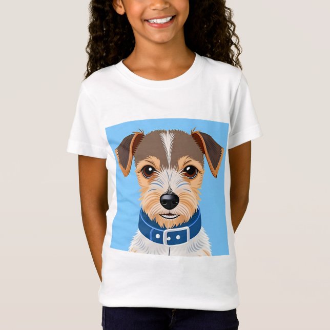 Camiseta Perrito Adorable con Collar Azul (Anverso)