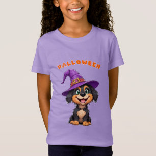 Camiseta Perrito Adorable con Sombrero de Bruja