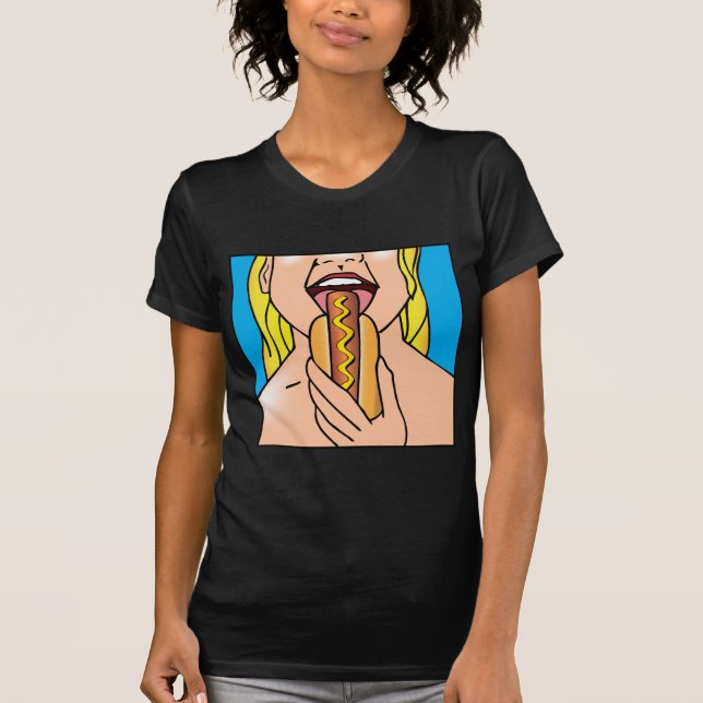 Camiseta Perrito caliente de señora Eating (Anverso)